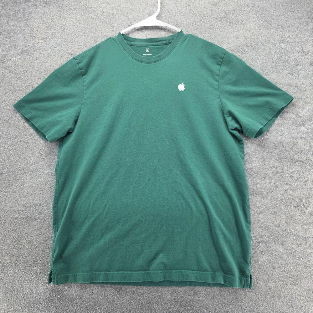 Apple Shirt Mens Medium Green Logo Graphic 100% Cotton Crewneck T-Shirt